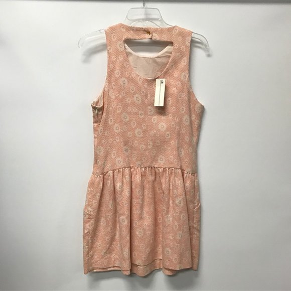 NWT Under Skies Peach Retro Floral Print Dress - Picture 3 of 3